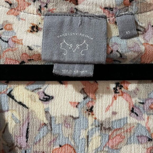 ANTHROPOLOGIE VANESSA VIRGINIA Ladder Lace Floral Rayon Tunic Blouse Women’s XS - Picture 4 of 4